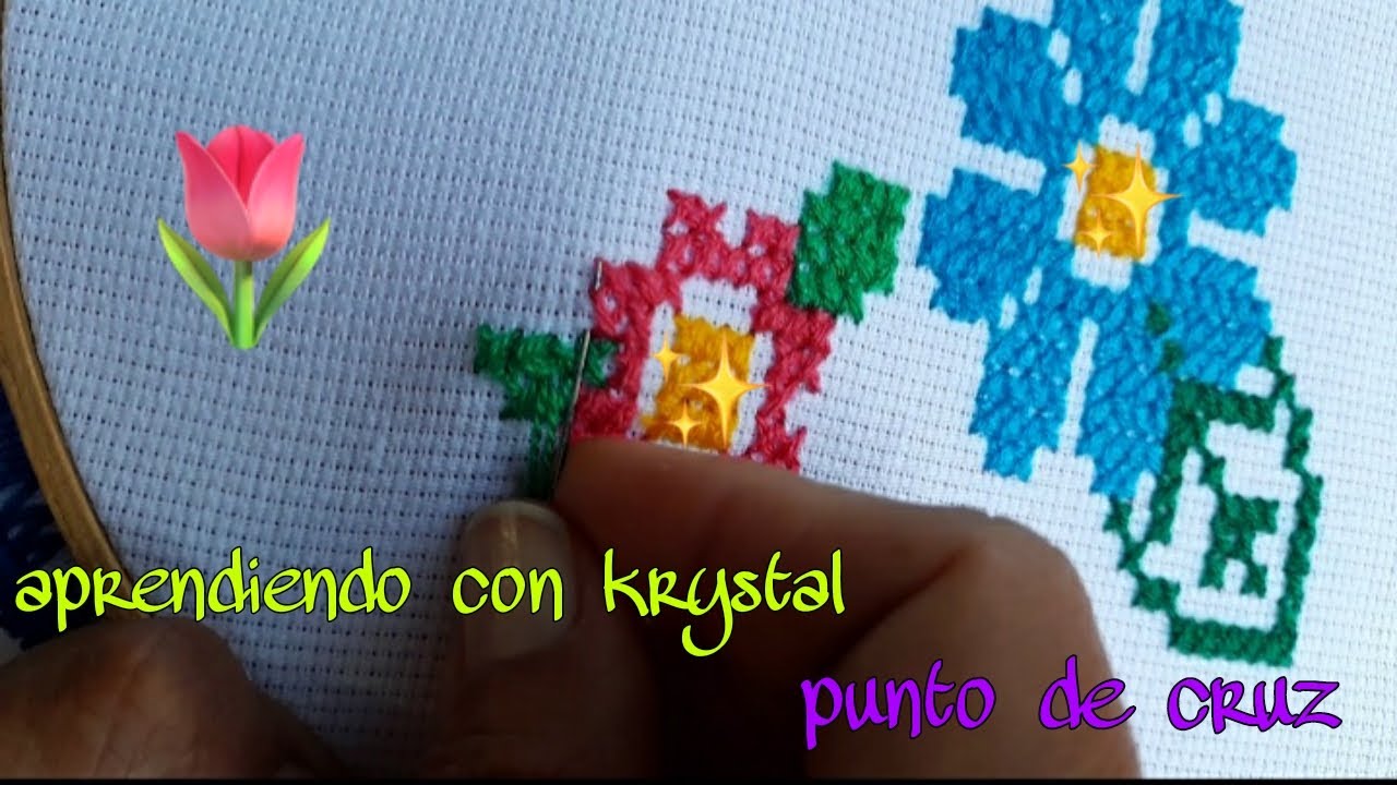 Tutorial como aprender punto de Cruz 🐶🦋🌷🌹