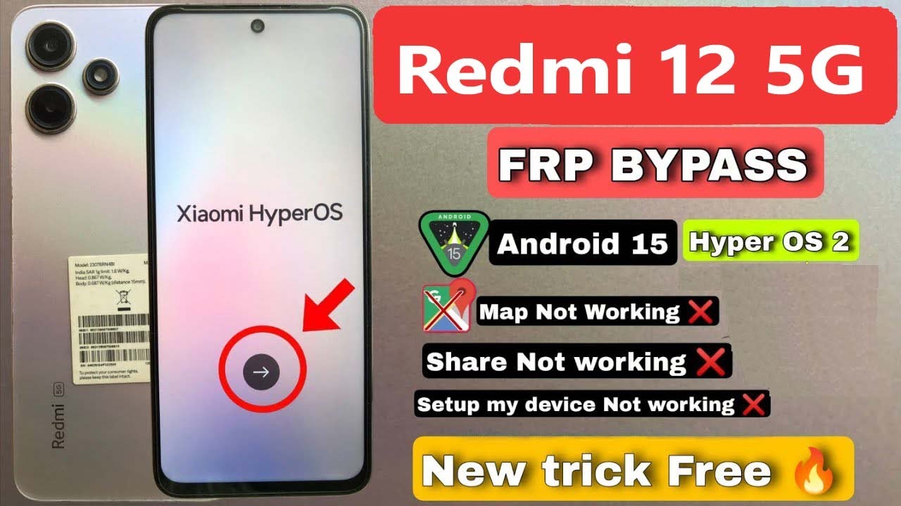 Redmi 12 Frp bypass Andriod 15
