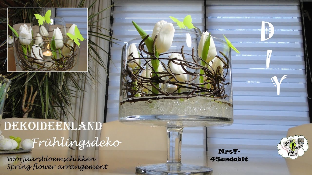 DIY FrühlingsDeko Glas in Glas, Tulpen Tischdeko I bloemschikken vaas Vase Centerpiece DekoideenLand