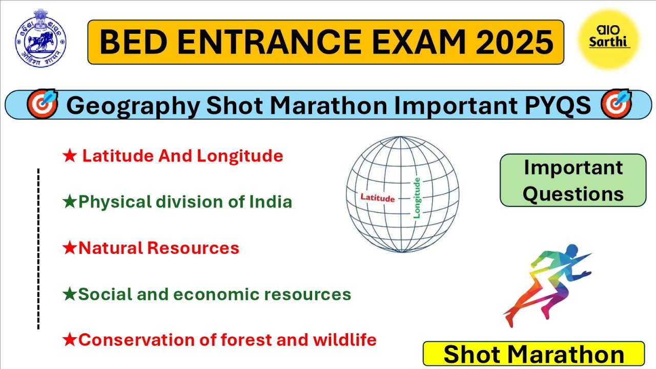 BED ENTRANCE EXAM 2025 PREPARATION । GEOGRAPHY PREVIOUS YEAR QUESTIONS