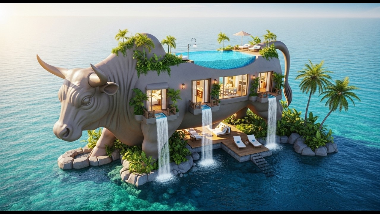 Giant Bull Statue Turned into Luxury Pool House| Mind-Blowing Design