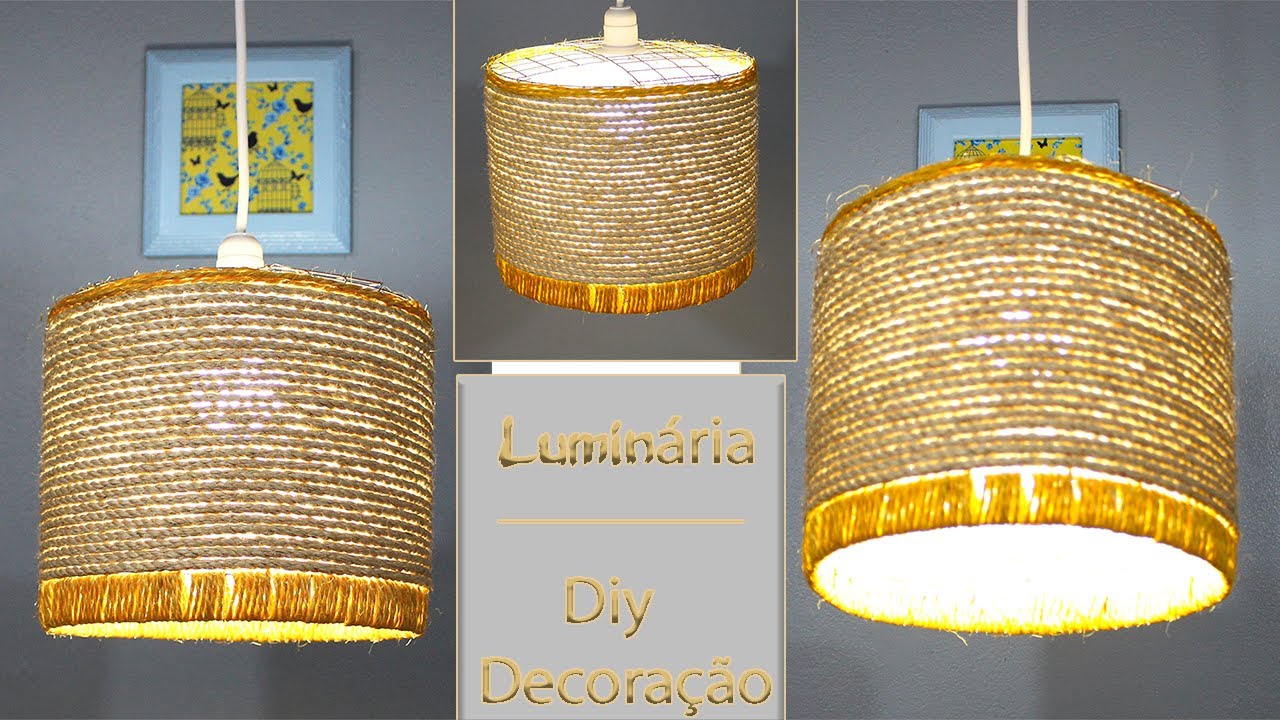 Luminária Pendente Feita com Corda de Sisal.