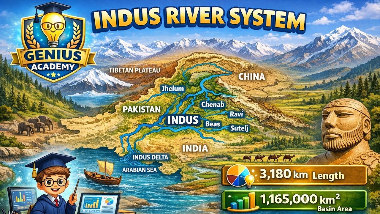 Indus River System | Origin, Tributaries & Map Explanation | Drainage System of India | Geography