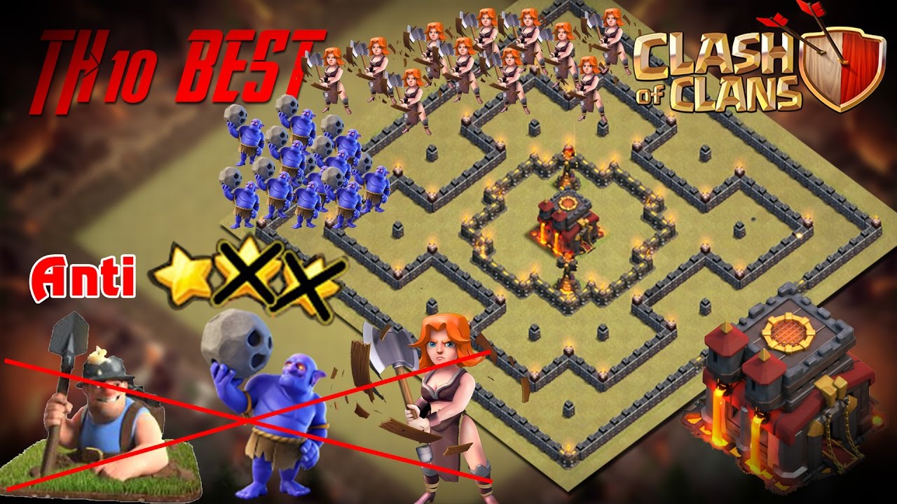 [Clash of Clans] TH10 Base War Defense Bowler - Valkyrie - Miner Anti 3 Star + Review