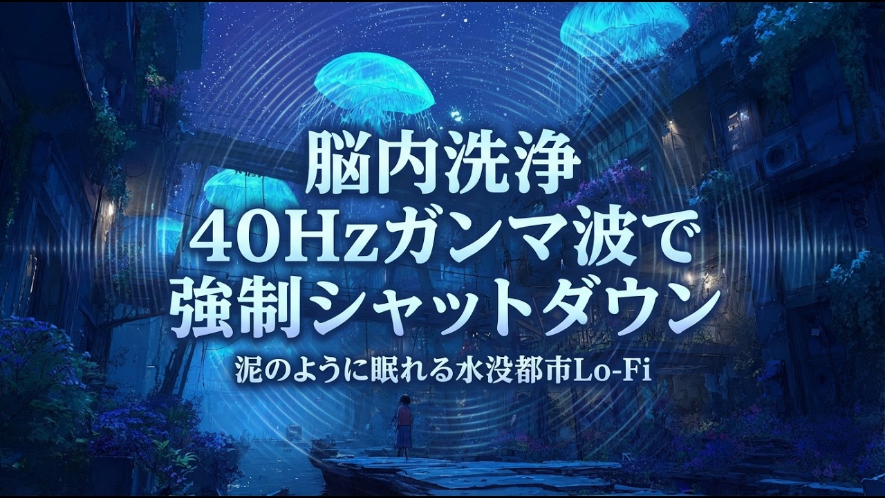 【脳内洗浄】40Hzガンマ波で強制シャットダウン。泥のように眠れる水没都市Lo Fi 【Brain Detox】