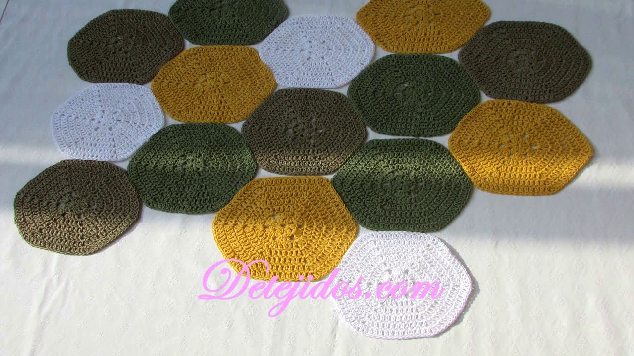 Cómo tejer un  Camino para vestir tu mesa con hexágonos a CROCHET -🌻🌻
