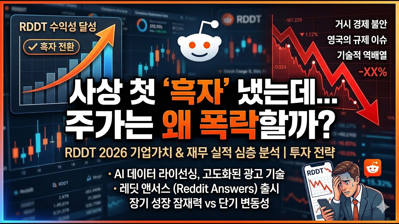 🚨상장 후 첫 흑자 낸 레딧(RDDT), 주가는 왜 곤두박질칠까? | 2026년 AI 데이터 수익화와 숨겨진 투자 전략