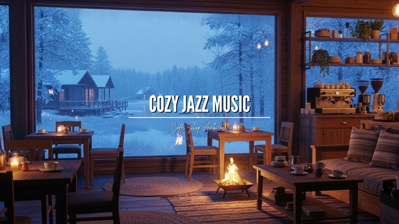 Chill Café Jazz ❄️ Piano & Fireplace Music for Studying, Working, Focusing & Sleeping
