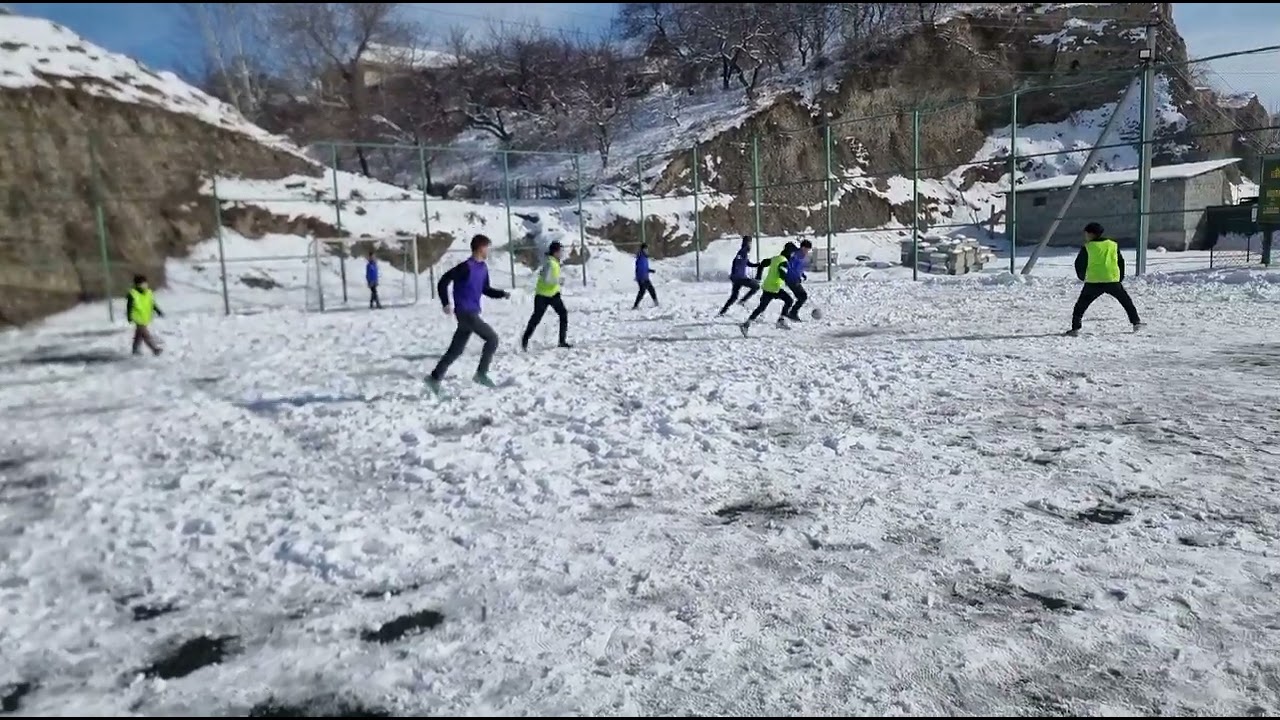 Mountains, snow, village life, and cold don’t stop football ⚽❄️
