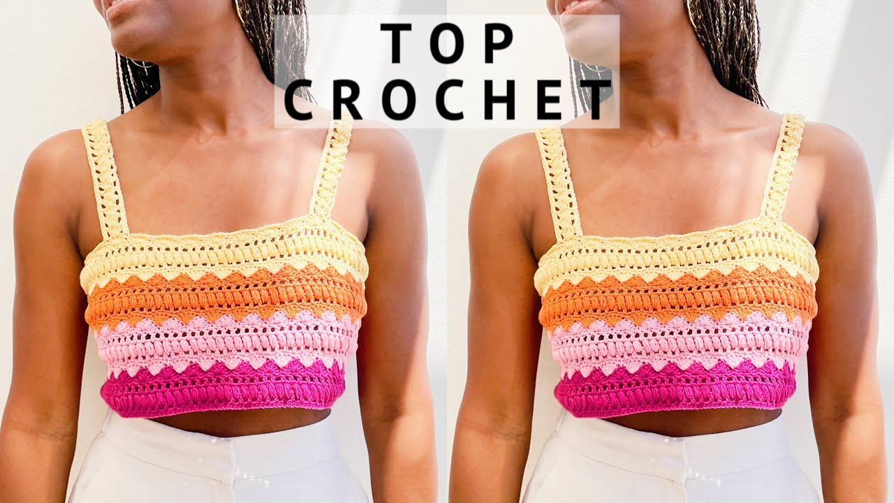 Crop Top arcoíris Crochet | Crochet rainbow top with straps | Amigable para principiantes