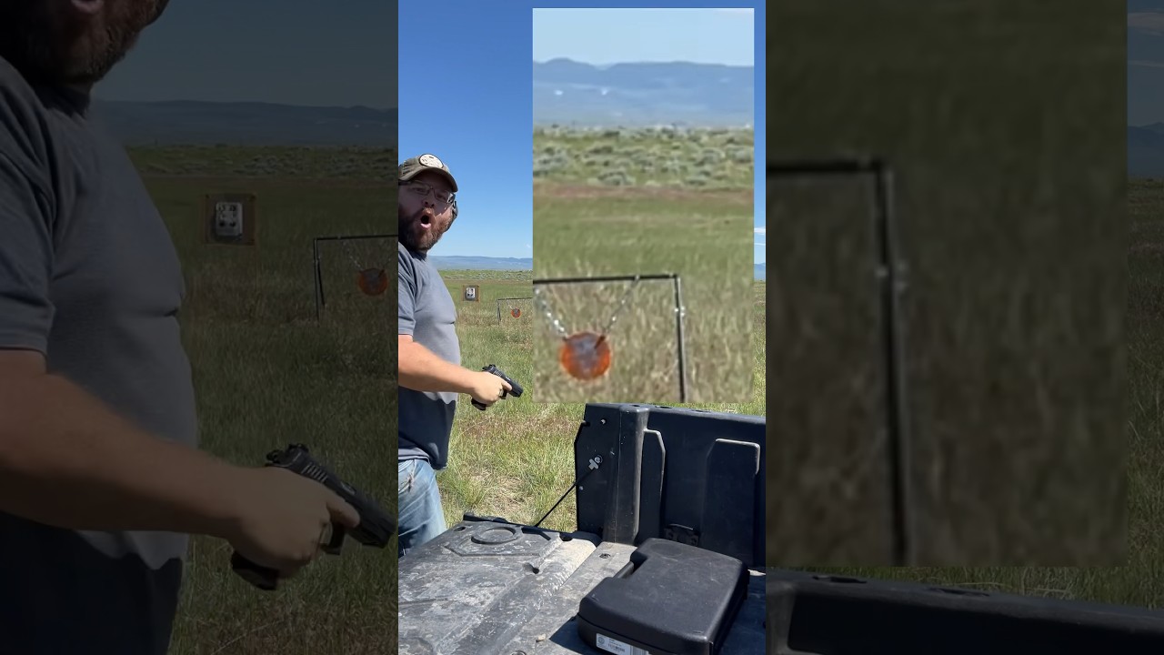 160 yard shot with a Grand Power K100 Mk 12 🤠 #shooting #9mm #gun #pistol #shortsvideo #shorts