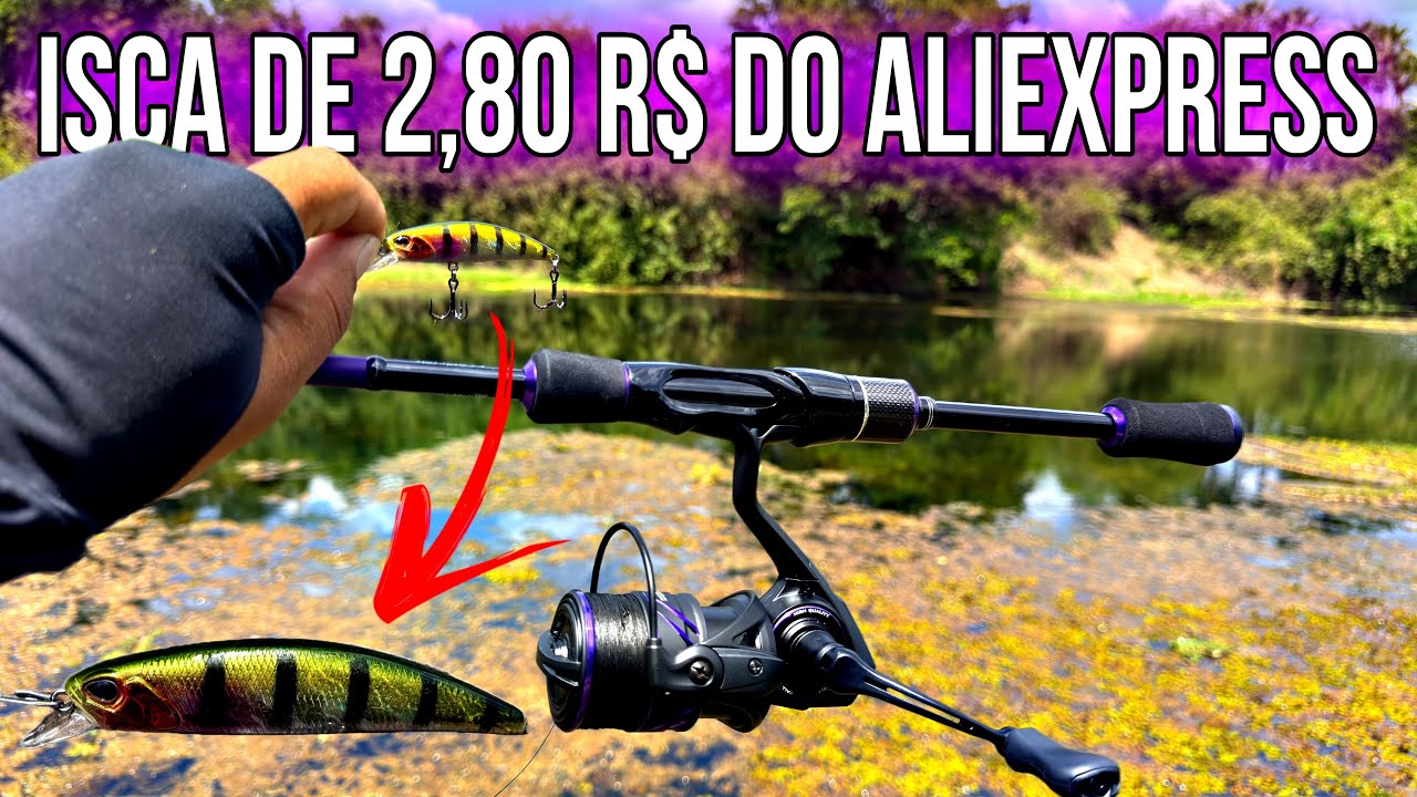 Testando Isca baratinha do aliexpress e Molinete Tegmen PRO da Kingdom 