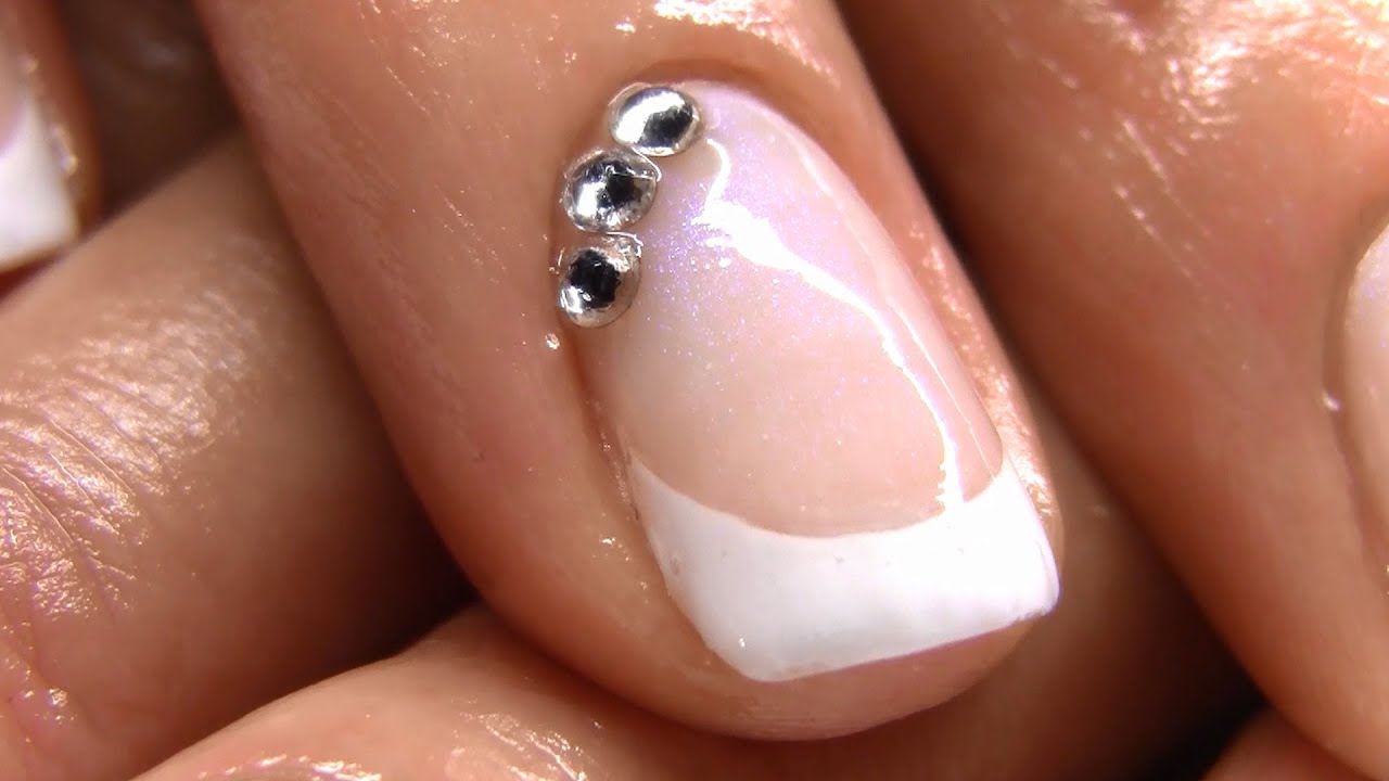 Jak zrobić Hybrydowy French Manicure + cyrkonie krok po kroku tutorial [paznokcie hybrydowe]