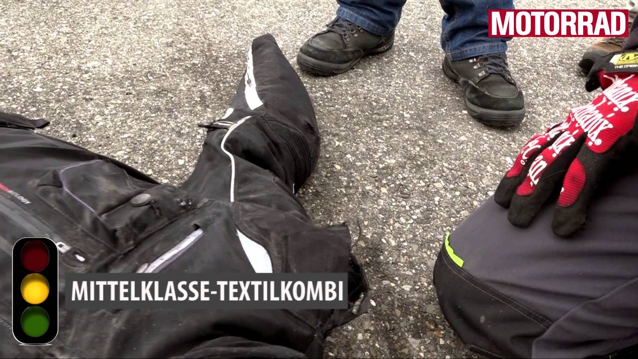 Lederkombis gegen Textilkombis im MOTORRAD-Crashtest