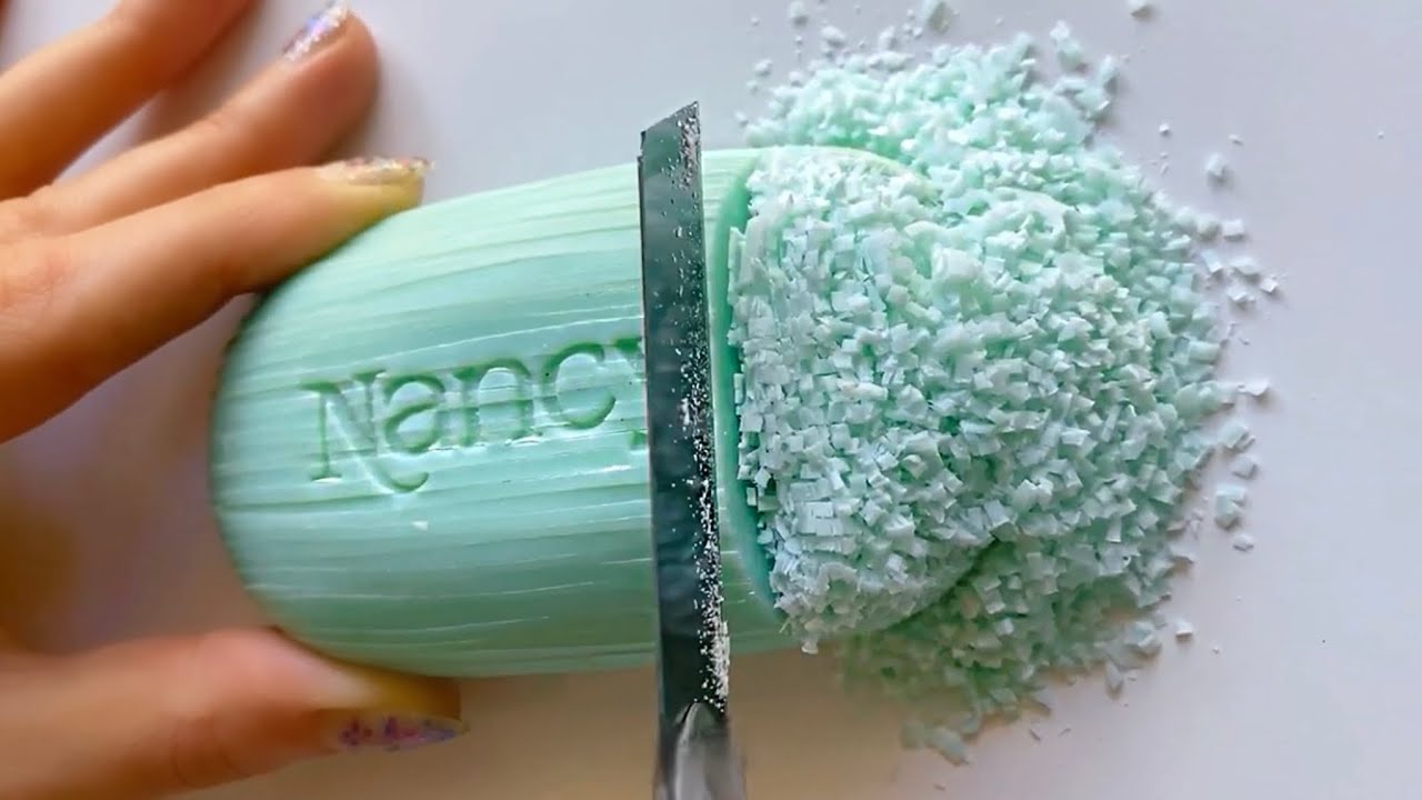 Cutting soap strips on the table with (2x speed) #soapcubes