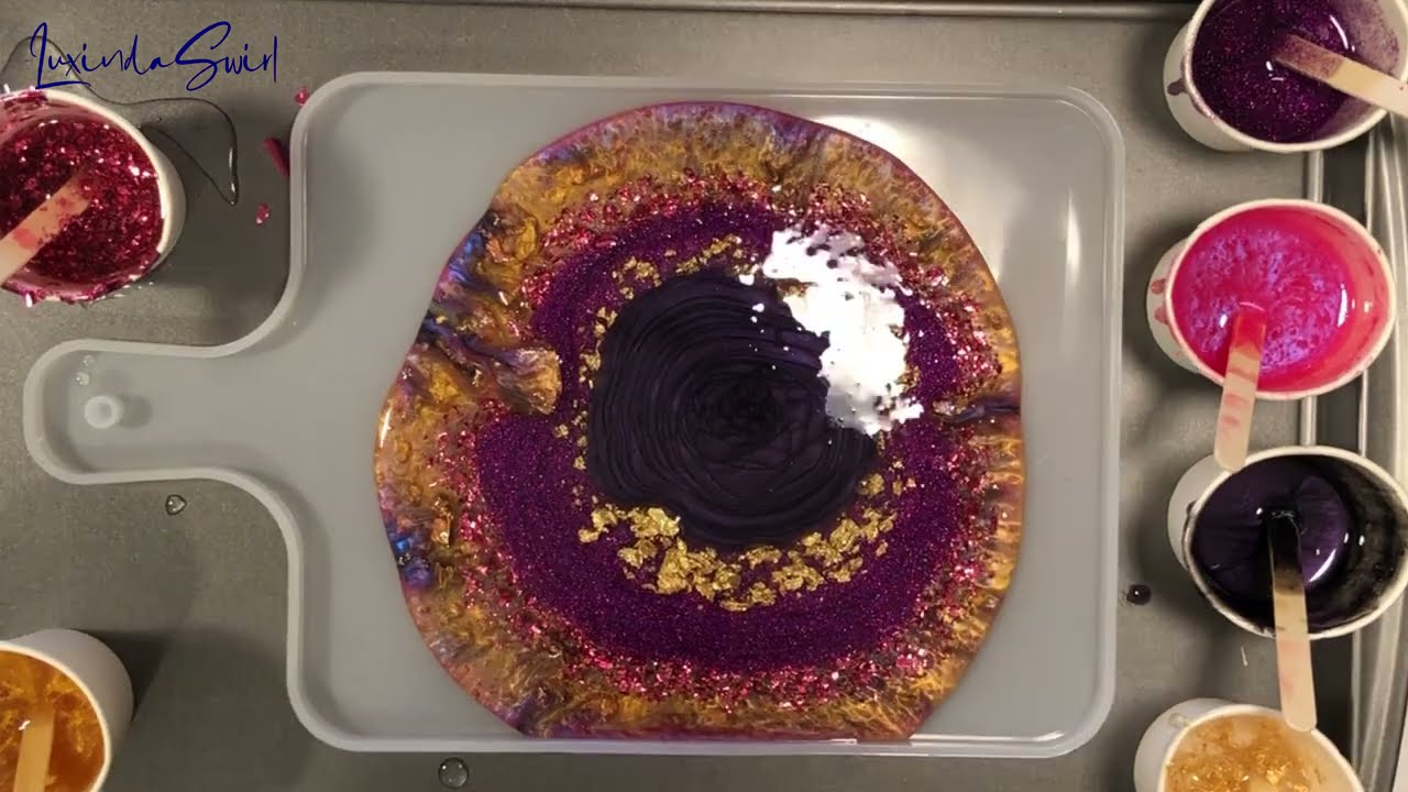 Resin Cutting / Charcuterie Board with Micas, Pigments, Flakes, Glitter - from Resin & More May Box