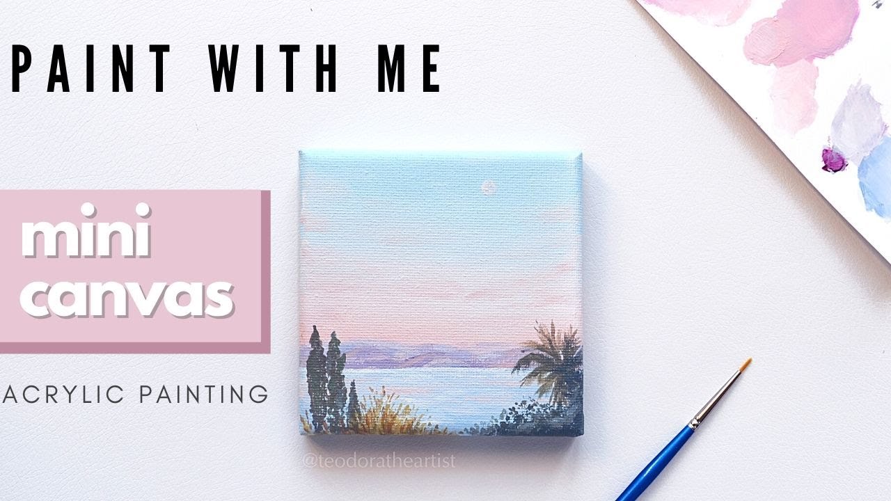 Mini Canvas Painting | PAINT WITH ME : Seascape | Acrylic Painting Tutorial