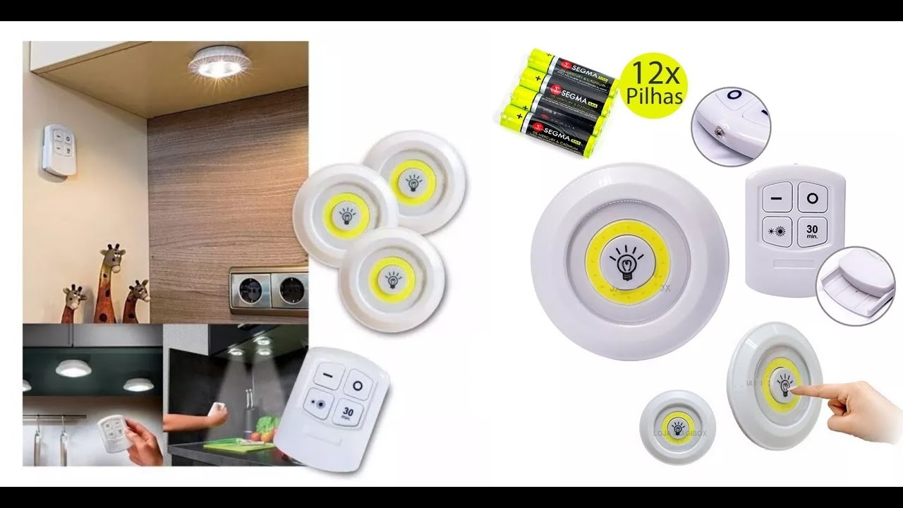 Lampada Luminaria Led Spot Sem Fio, com Controle Remoto​