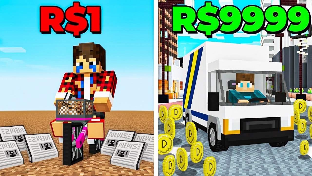 Ficamos MILIONÁRIOS apenas ENTREGANDO JORNAL no Minecraft