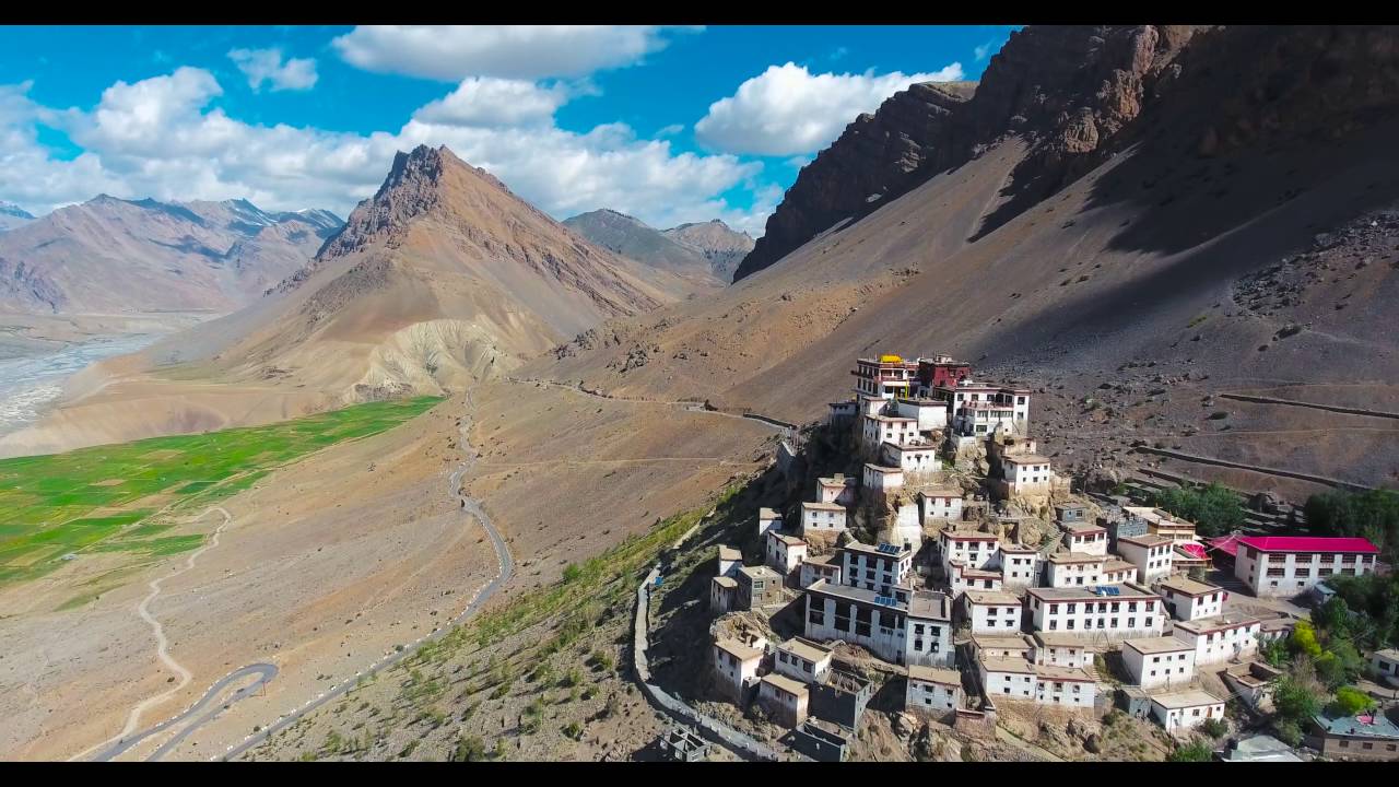 Key Monastery - Spiti Valley Aerial Video - Himachal Pradesh