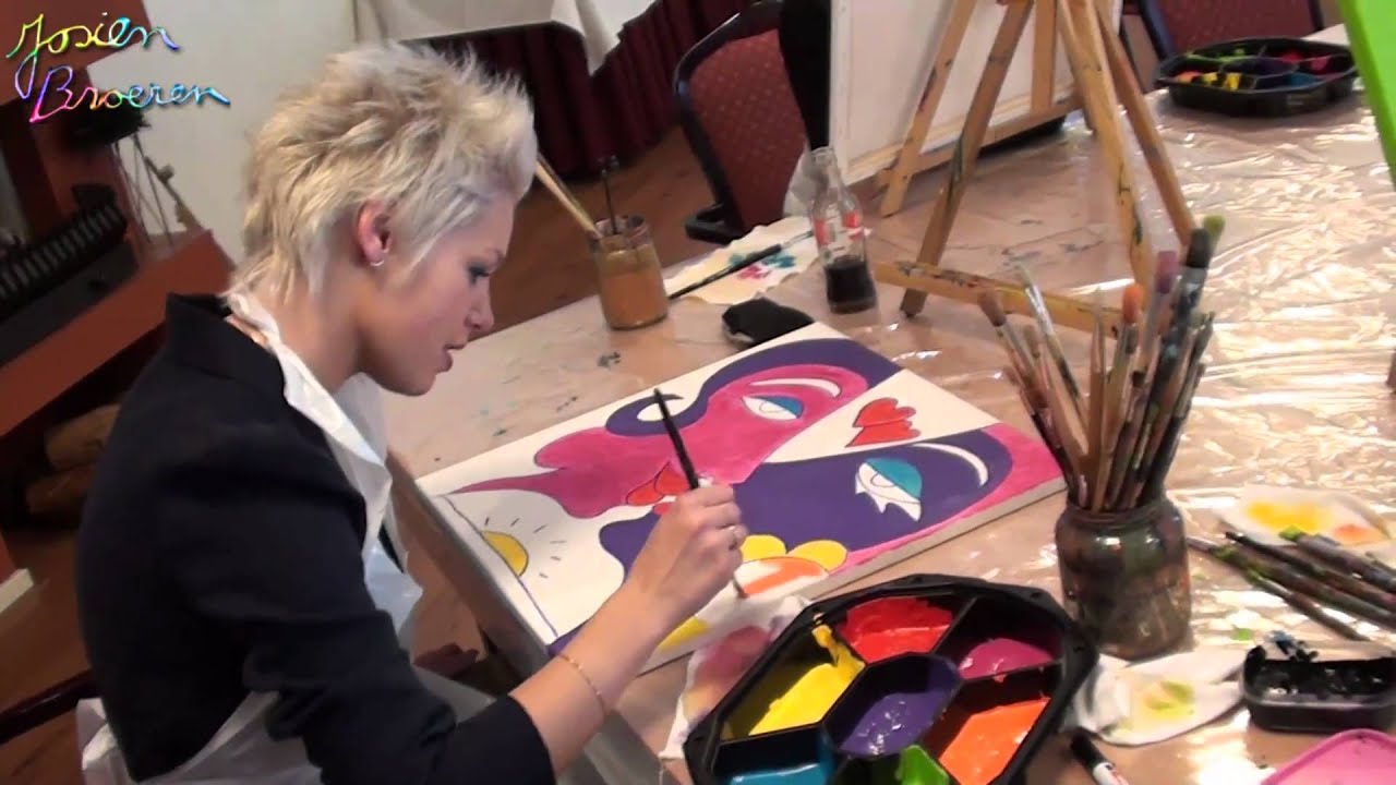 Josien Broeren geeft haar schilder workshop