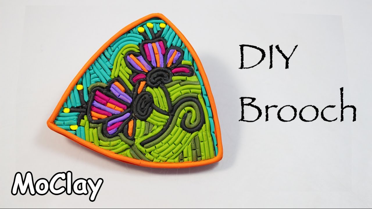 DIY mosaic brooch- Polymer clay tutorial