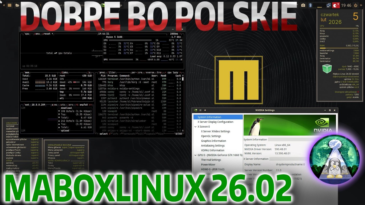 DOBRE BO POLSKIE MABOX LINUX 26.02 - Desktop OpenBOX w świetnym wydaniu - Real Hardware Nvidia TEST