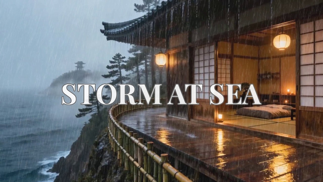 12 hours Ultimate Comfort Stormy Night Rain at Cliffside Veranda for Deepest Sleep 🌊