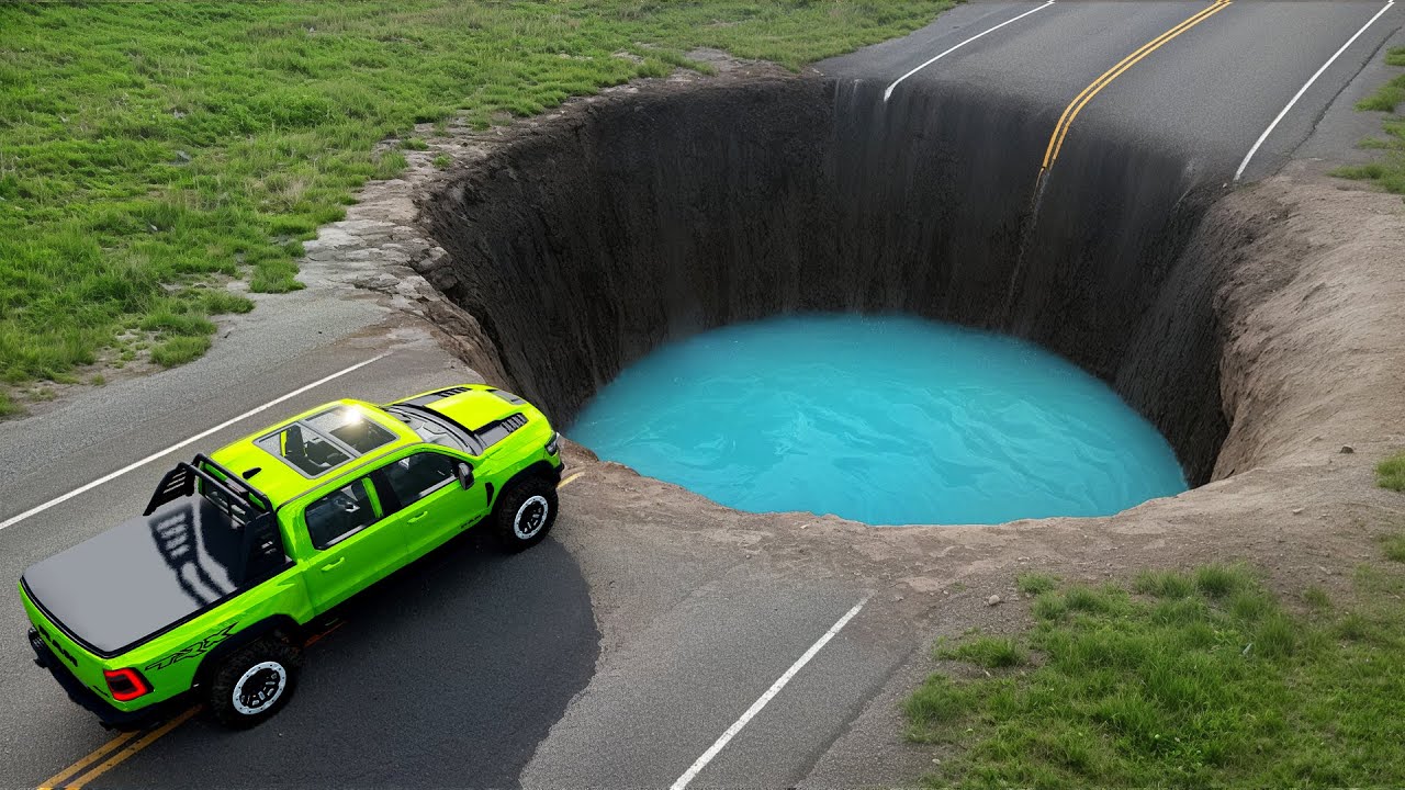 Cars vs Giant Water Pit Challenge #2 in BeamNG Drive!