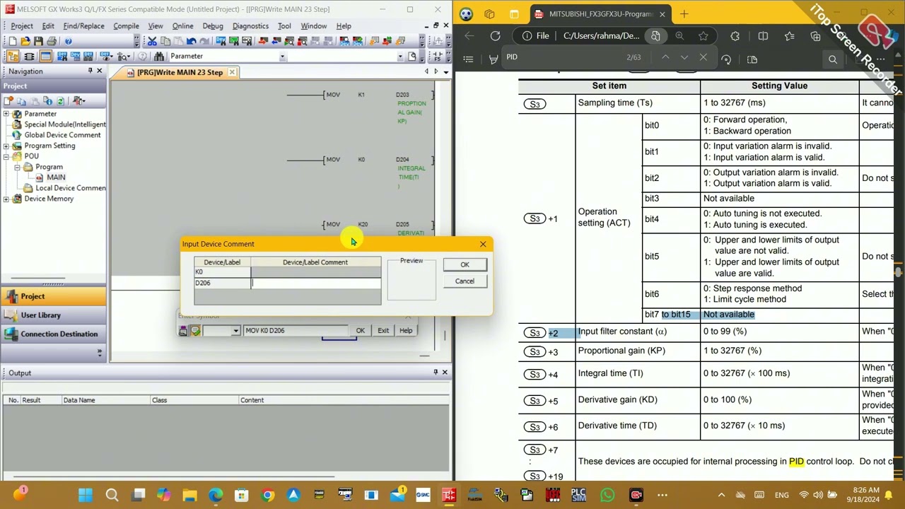 MITSUBISHI PLC WORK 2 [ PID CONFIGRATION ] PROGRAMMING