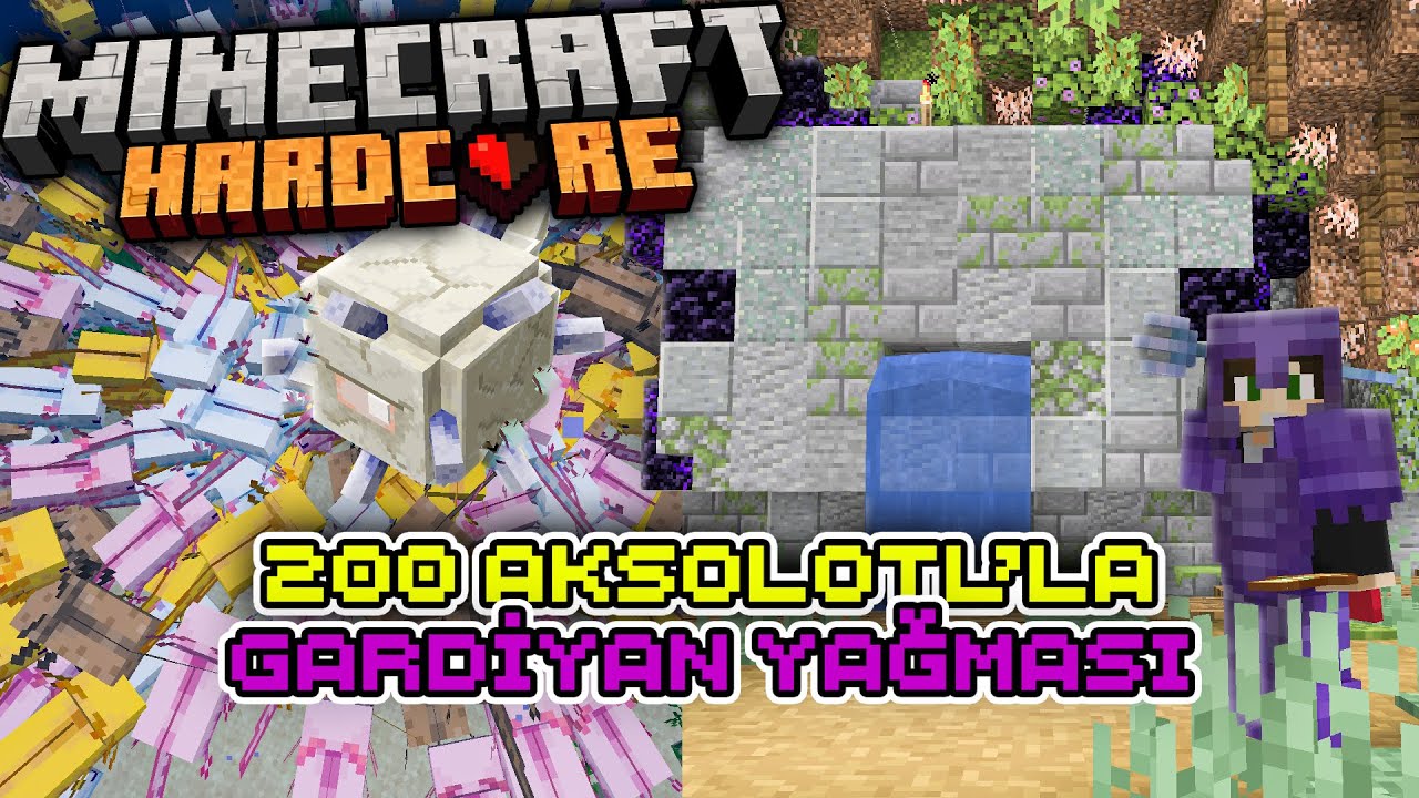 200 Aksolotl'la Gardiyan Tapınağı Kuşatma! | Minecraft Hardcore #12