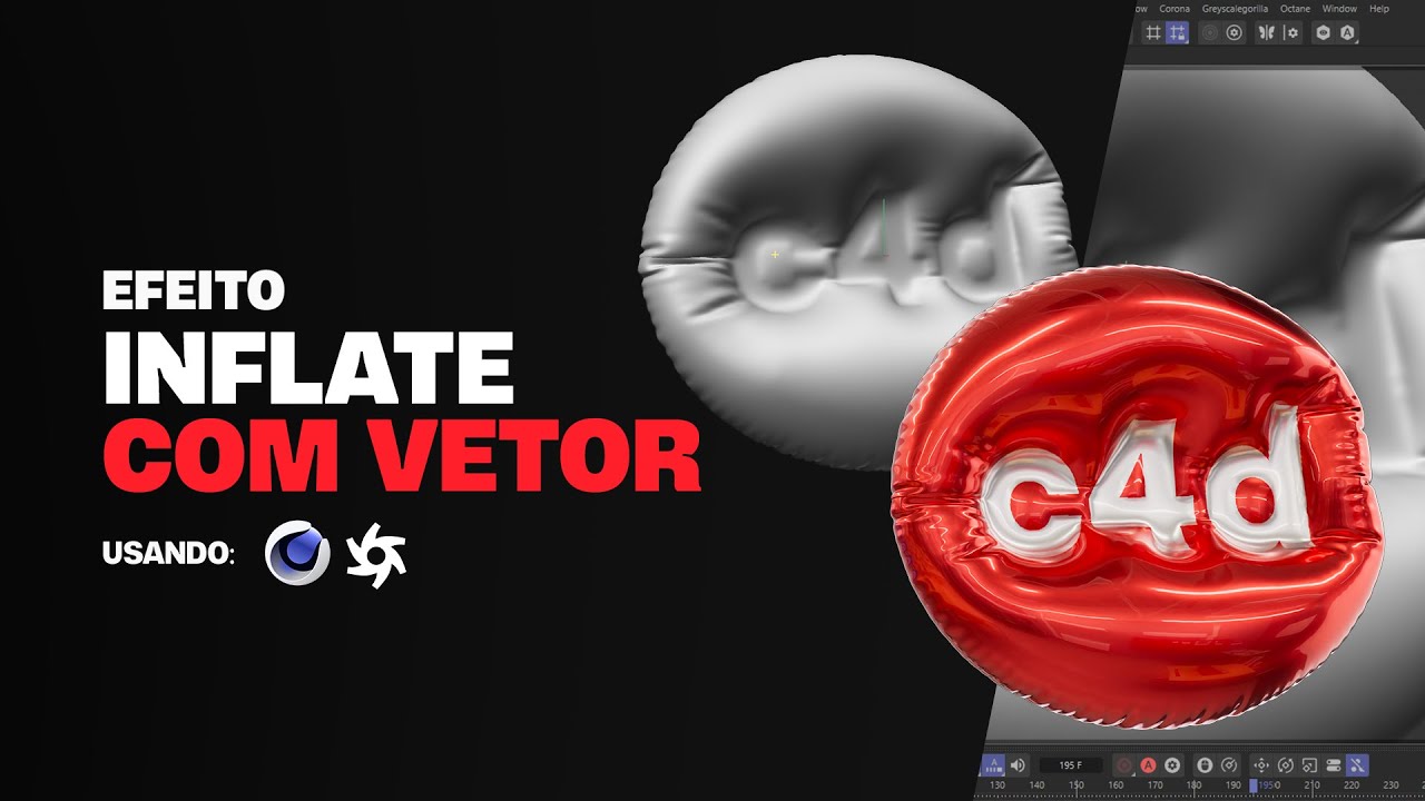 Balão Inflado com texto ou vetor no Cinema 4D 2025