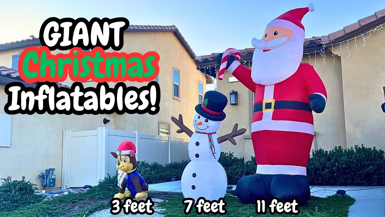 GIANT CHRISTMAS INFLATABLES LED DECORATIONS | 11 FT SANTA - 7 FT SNOWMAN - 3 FT PAW PATROL