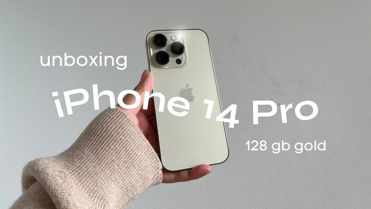 aesthetic gold iphone 14 pro unboxing 🍎 💖 phone & accessories unboxing