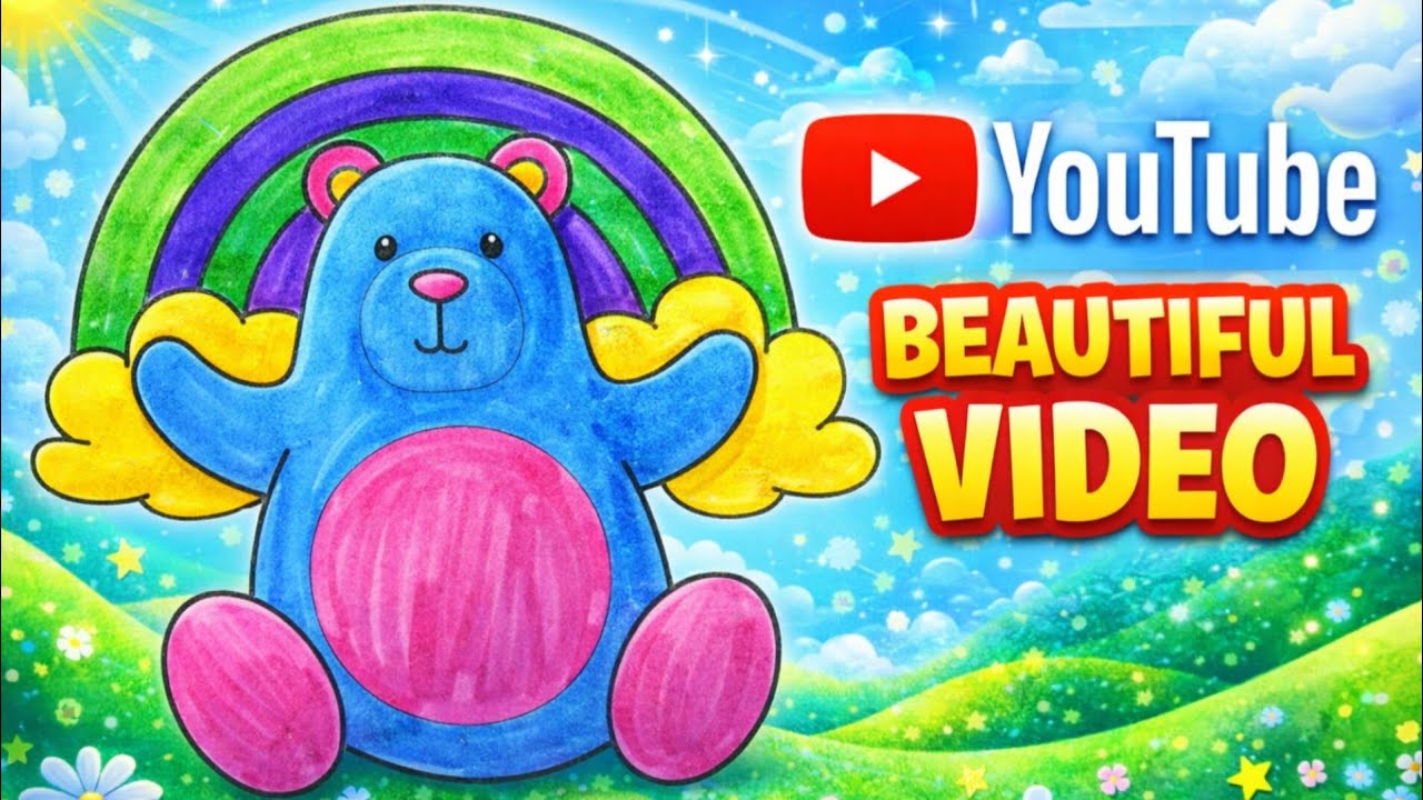 Easy Teddy Bear Drawing for Kids | Cute Rainbow Art