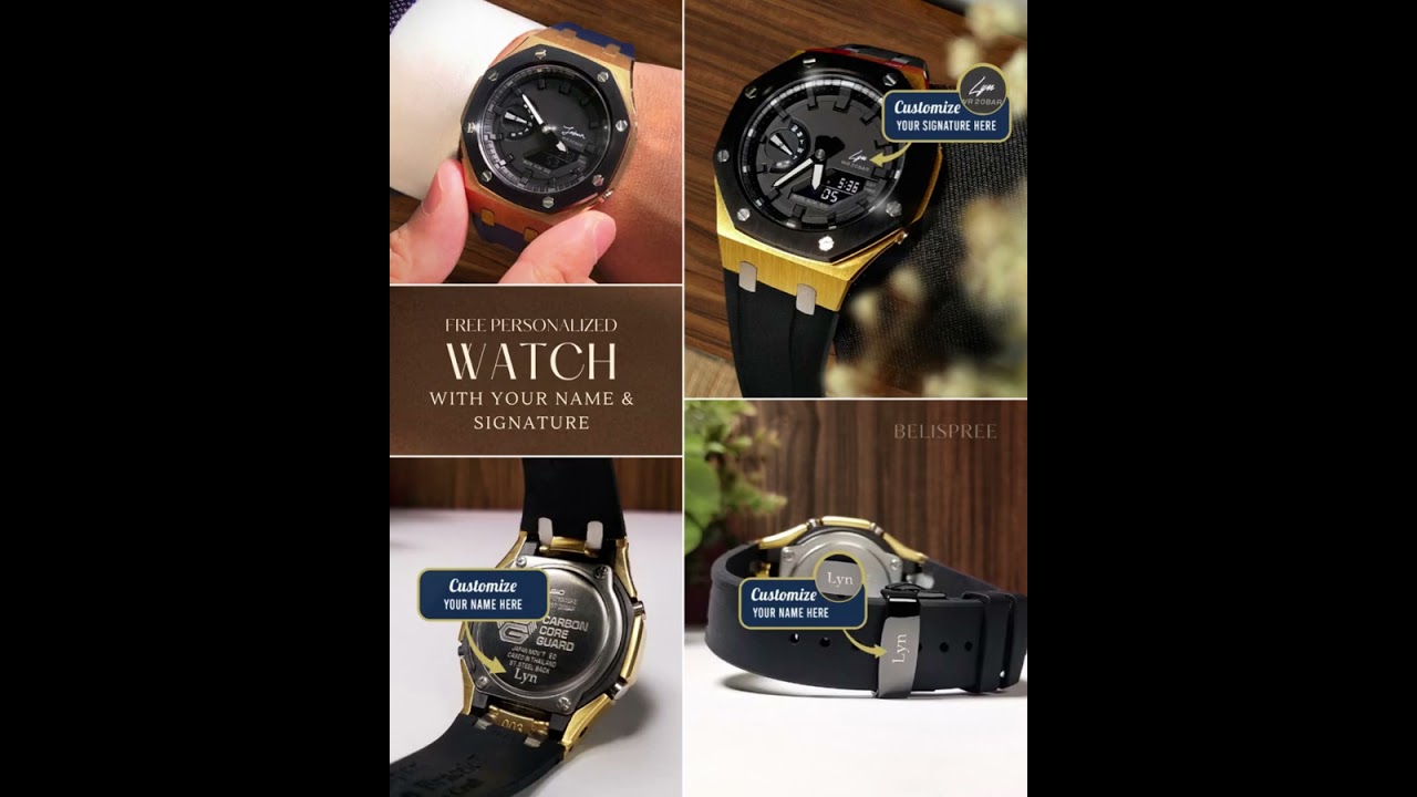 Customize Your Signature & Your Name on Premium OAK Watch