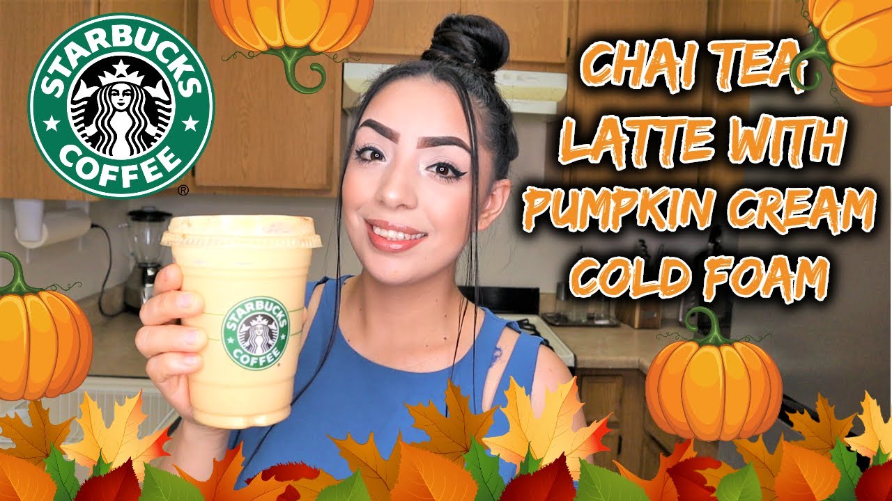 HOW TO MAKE STARBUCKS ICED CHAI TEA LATTE WITH PUMPKIN CREAM COLD FOAM COPYCAT!!!