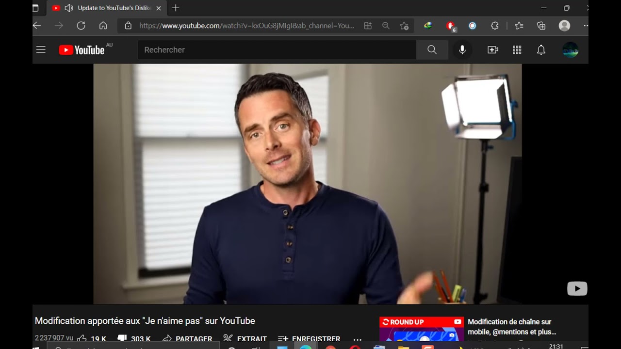 youtube dislike button still  in microsoft edge