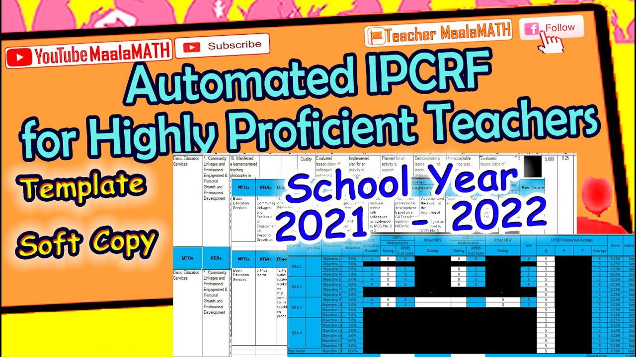 Highly Proficient Teachers' Automated IPCRF for SY 2021-2022