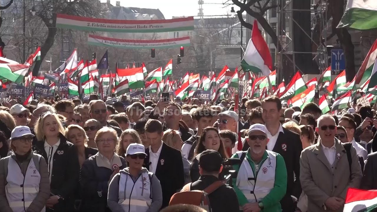 Hungary opposition leader tells supporters he will secure decisive win over Orbán