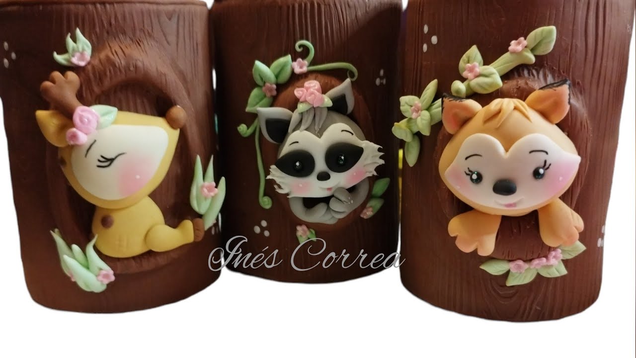 Porta lápices en porcelana fría 🦝