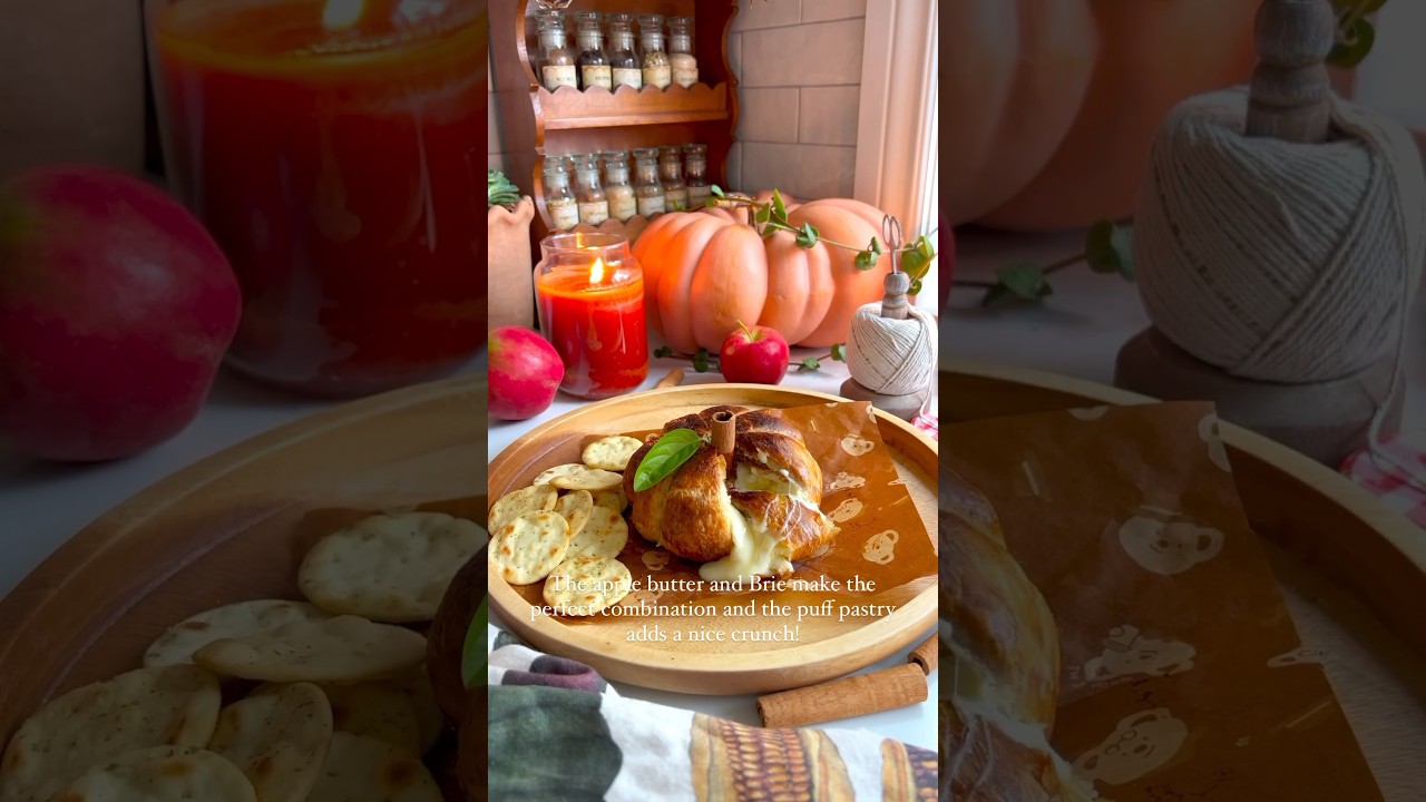 Baked Apple Butter Brie with Pumpkin Pastry Inspo @maryc.129 #easyrecipe #charcuterie #bakewithme
