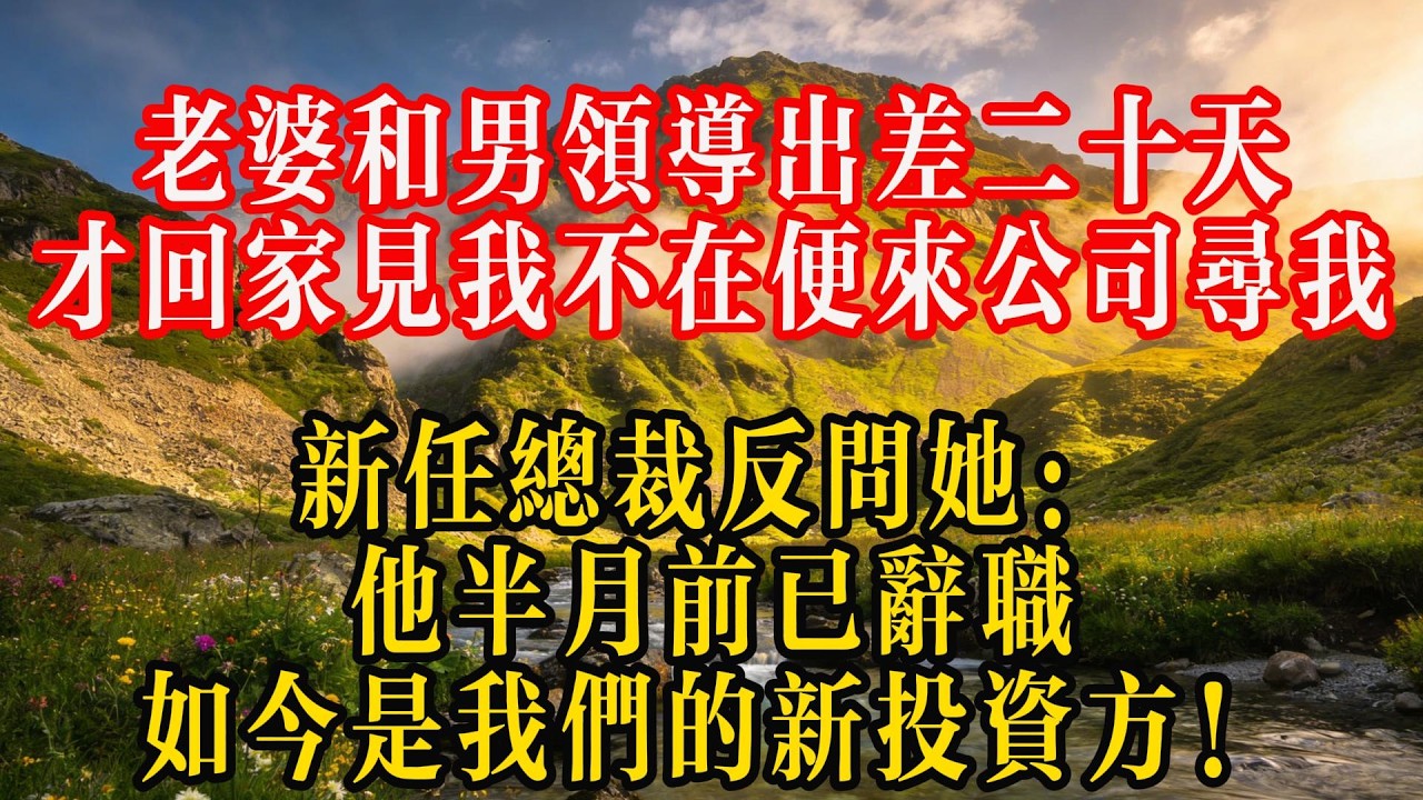 老婆和男领导出差二十天才回家，见我不在便来公司寻我，新任总裁反问她：他半月前已辞职，如今是我们的新投资方！#熱門 #故事分享 #故事頻道