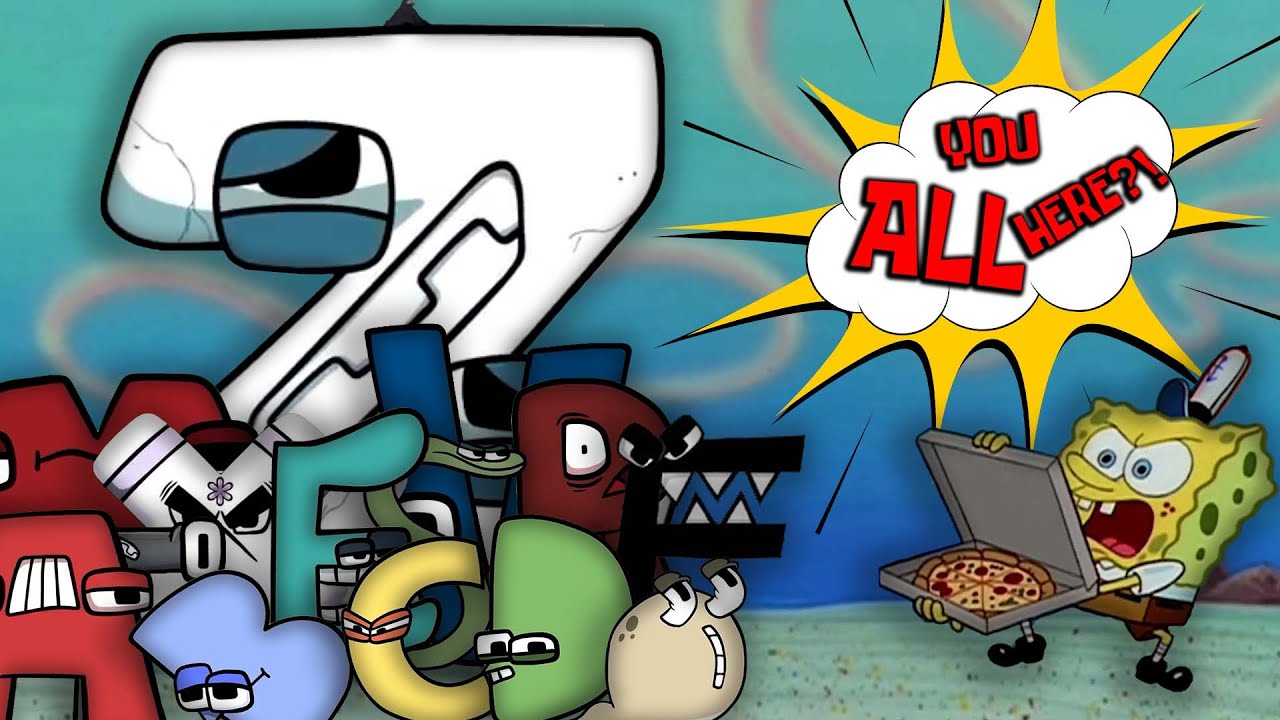 All Alphabet Lore Letters DR Livesey walk trying to get a pizza from SpongeBob BIG COMPILATION