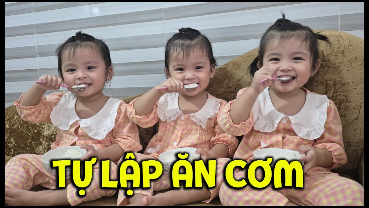Ba bé sinh ba Mai Thùy Linh tự lập ăn cơm, nhận món quà lớn từ Mỹ | TAM CÔ NƯƠNG