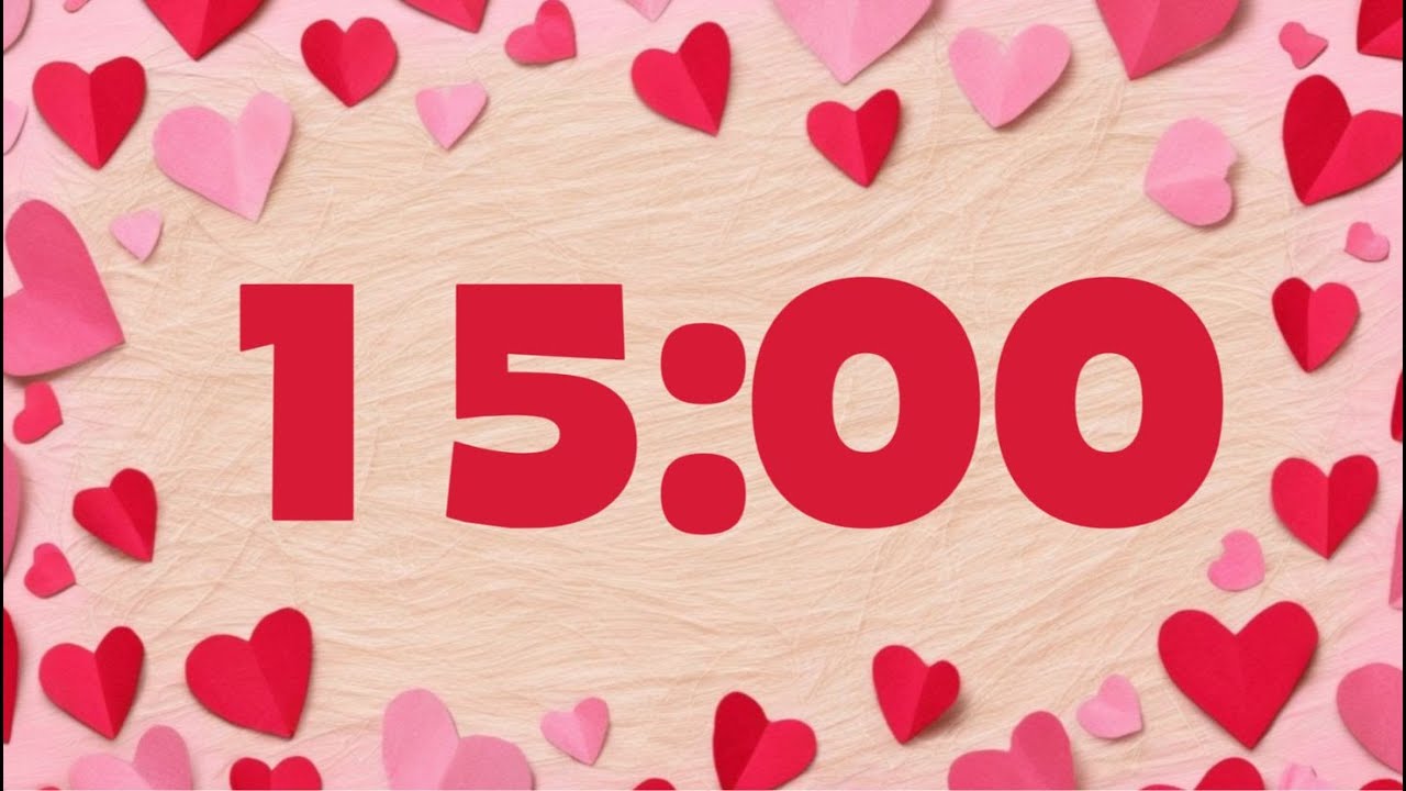 Simple Love Heart 15 Minute Valentine's Day Timer with Music | Relaxing Countdown ❤️🎶