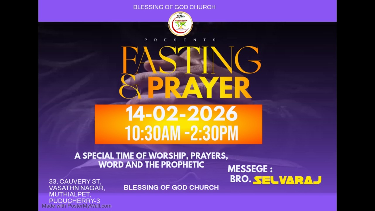 FASTING PRAYER // 14-02-2026 //EVE. SELVARAJI // BLESSING OF GOD CHURCH