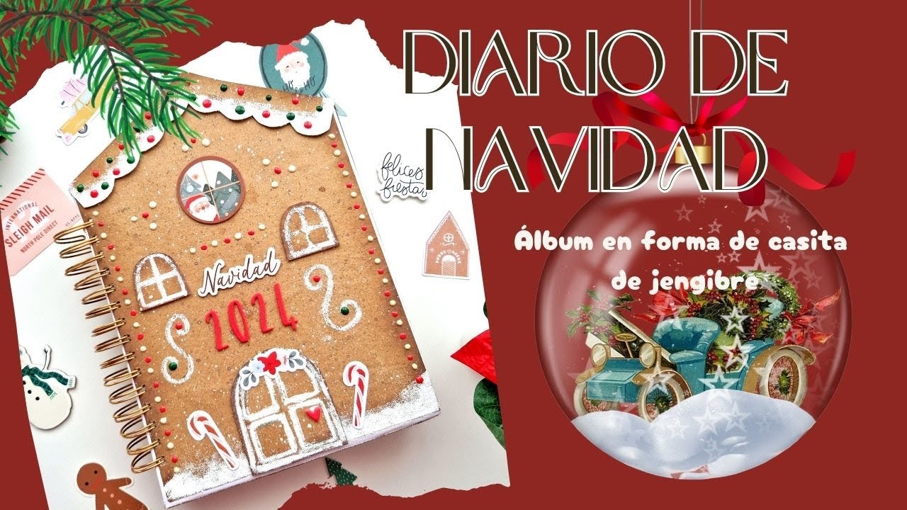 &Aacute;lbum de Navidad en forma de casita de jengibre