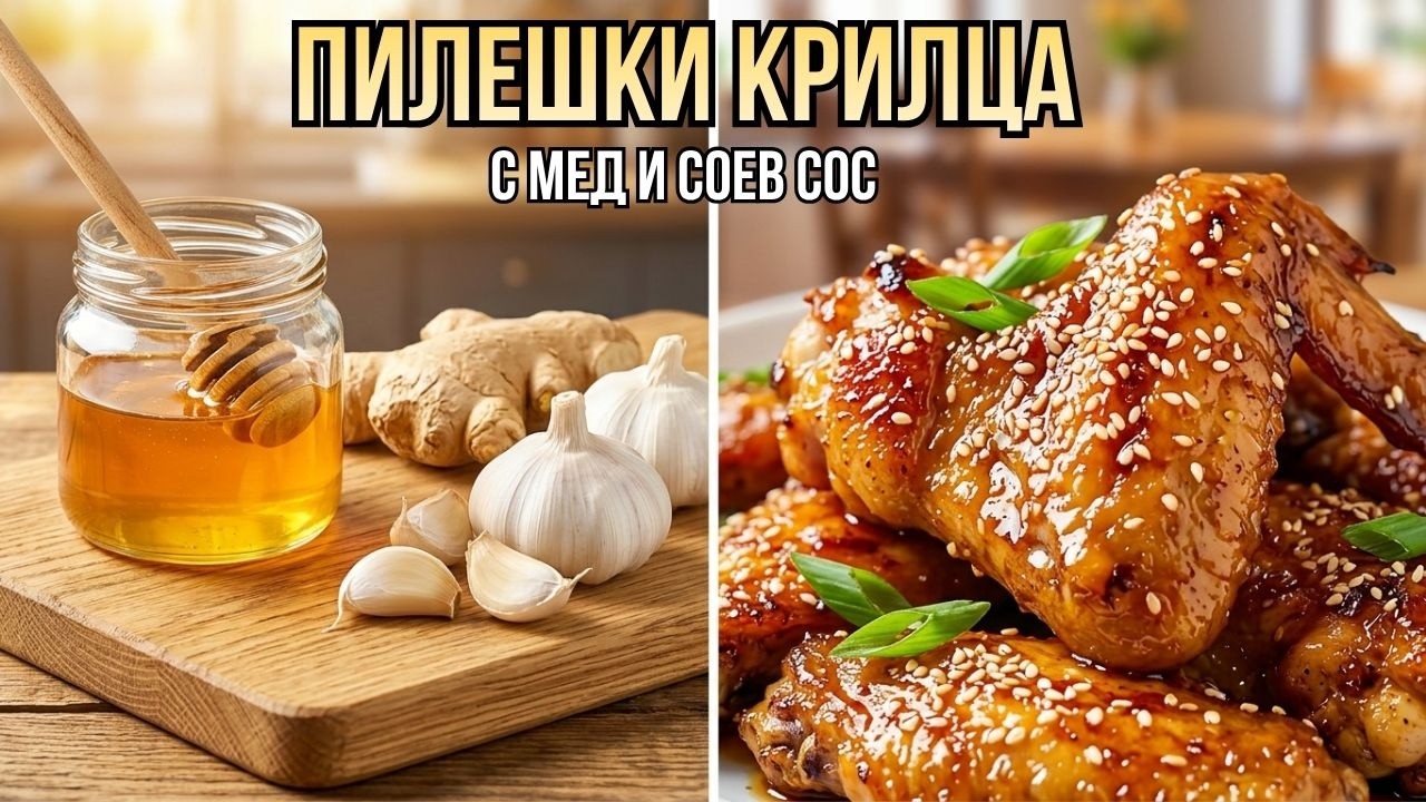 Пилешки крилца на фурна👩‍🍳Chicken wings with a marinade of honey, ginger, chili, garlic, soy sauce
