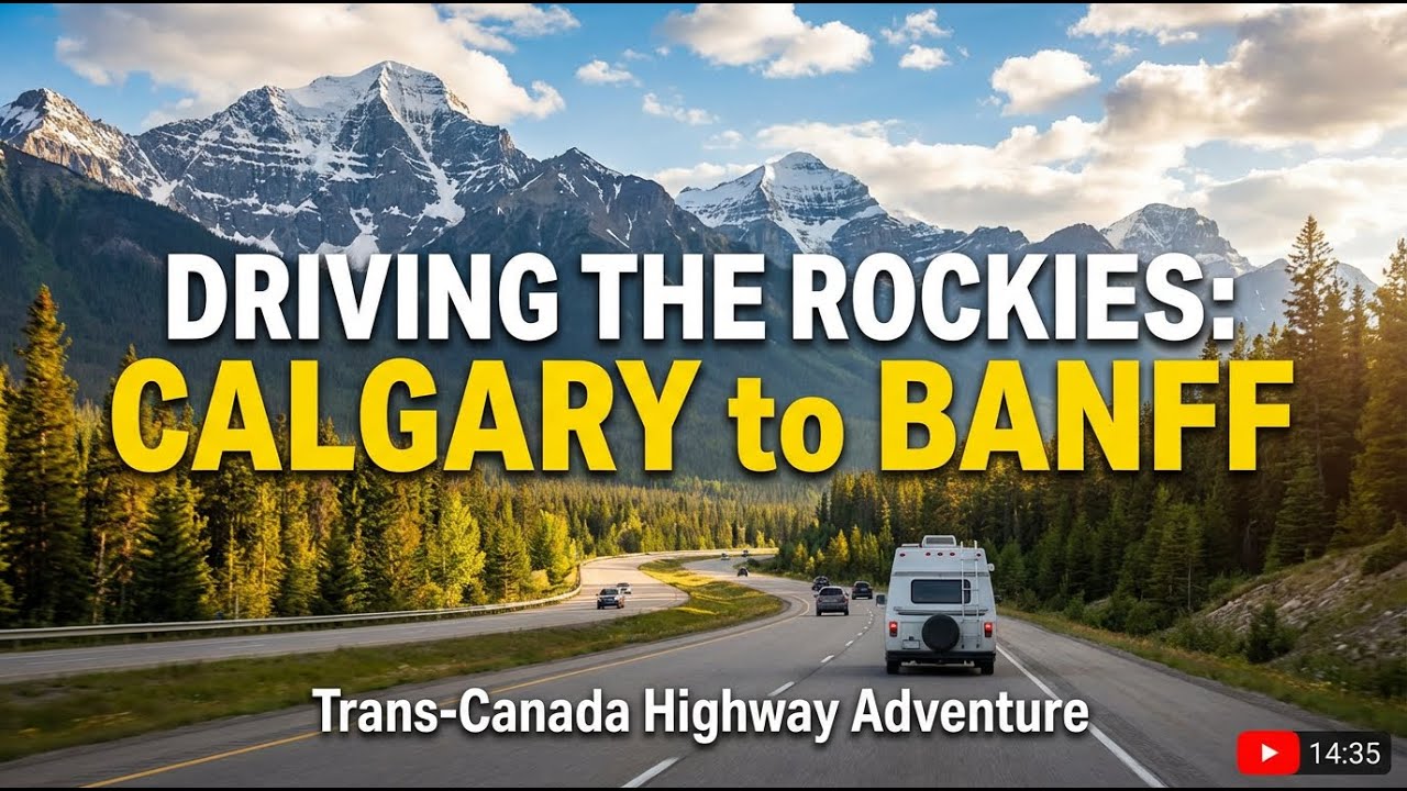 Driving on Trans-Canada Highway through the Rocky Mountains Part 1 (Calgary to Banff)